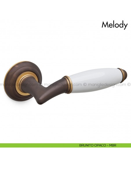 Maniglia per porta con porcellana Melody Mandelli brunito opaco