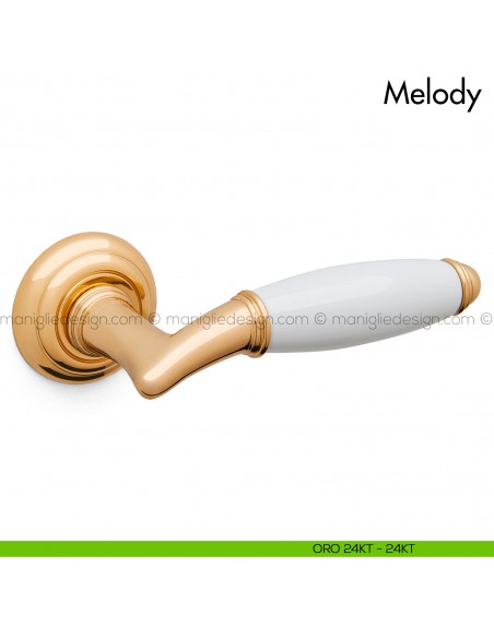 Maniglia per porta con porcellana Melody Mandelli oro 24 KT