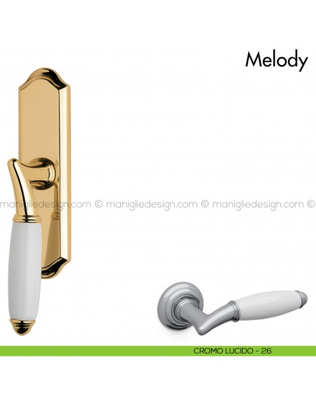 Maniglia per finestra cremonese con porcellana Melody Mandelli cromo