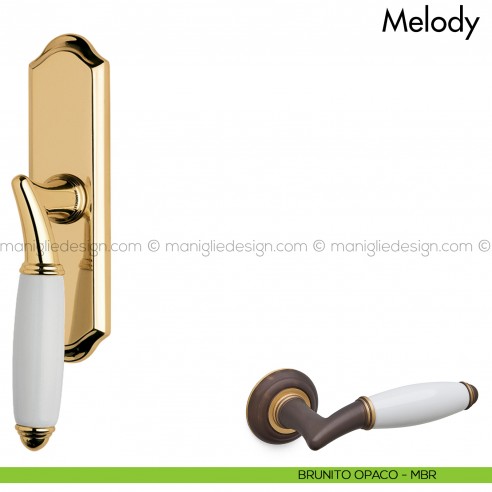 Maniglia per finestra cremonese con porcellana Melody Mandelli brunito opaco