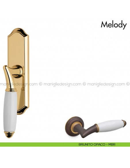 Maniglia per finestra cremonese con porcellana Melody Mandelli brunito opaco