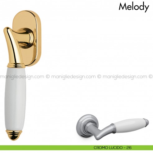 Maniglia per finestra martellina DK con porcellana Melody Mandelli cromo