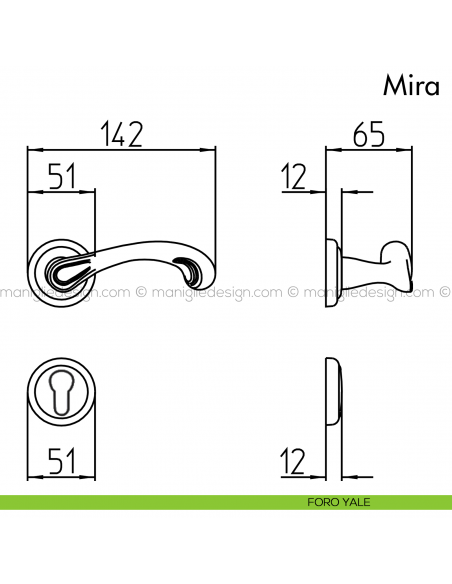 Maniglia per porta Mira Mandelli foro yale