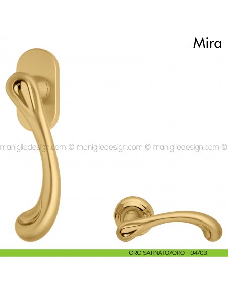 Maniglia per finestra martellina DK Mira Mandelli oro satinato - oro