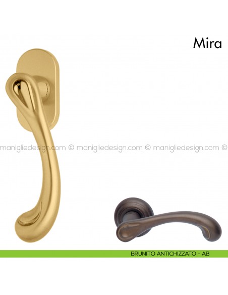 Maniglia per finestra martellina DK Mira Mandelli brunito antichizzato
