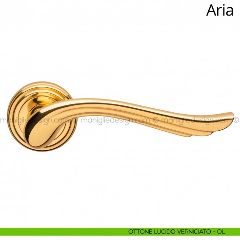 Maniglia per porta interna Aria Linea Calì ottone lucido verniciato