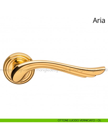 Maniglia per porta interna Aria Linea Calì ottone lucido verniciato