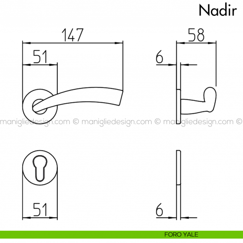 Maniglia per porta Nadir Mandelli foro yale