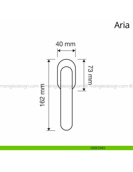Maniglia per finestra martellina DK antintrusione Aria Linea Calì disegno