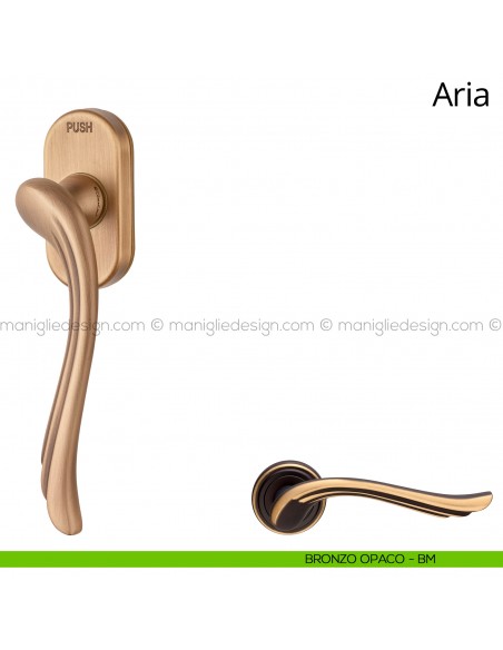 Maniglia per finestra martellina DK antintrusione Aria Linea Calì bronzo opaco