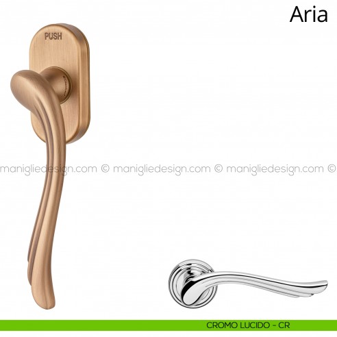 Maniglia per finestra martellina DK antintrusione Aria Linea Calì cromo lucido