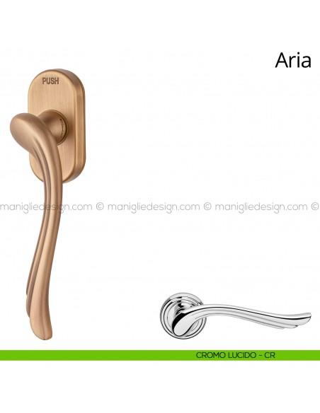 Maniglia per finestra martellina DK antintrusione Aria Linea Calì cromo lucido