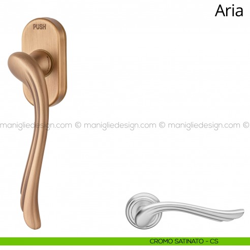 Maniglia per finestra martellina DK antintrusione Aria Linea Calì cromo satinato