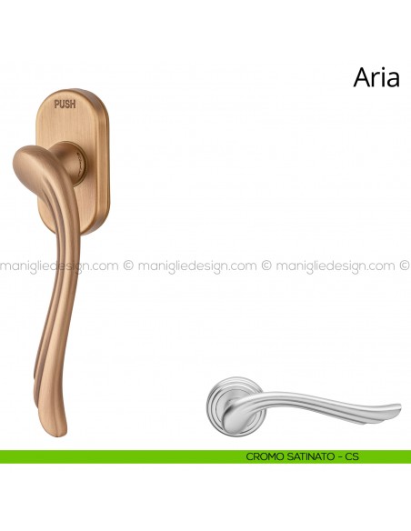 Maniglia per finestra martellina DK antintrusione Aria Linea Calì cromo satinato