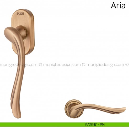 Maniglia per finestra martellina DK antintrusione Aria Linea Calì patinè