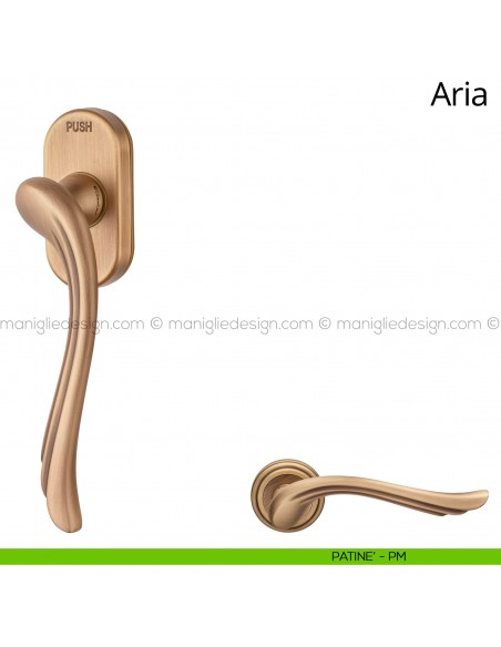 Maniglia per finestra martellina DK antintrusione Aria Linea Calì patinè