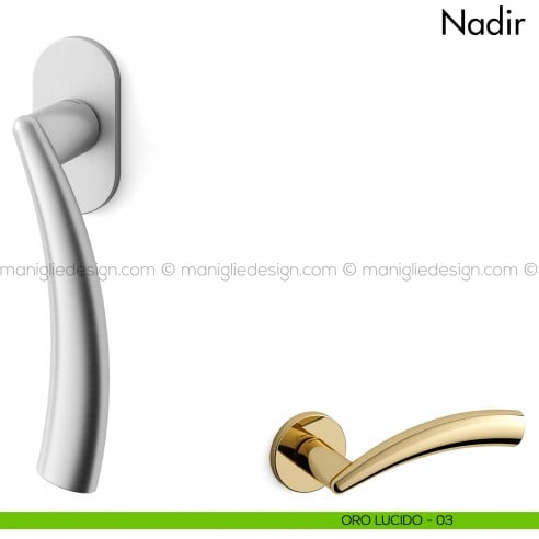 Maniglia per finestra martellina DK Nadir Mandelli oro