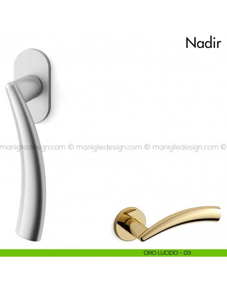 Maniglia per finestra martellina DK Nadir Mandelli oro