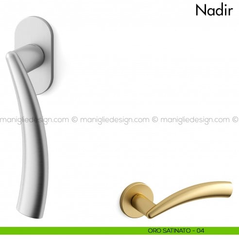 Maniglia per finestra martellina DK Nadir Mandelli oro satinato