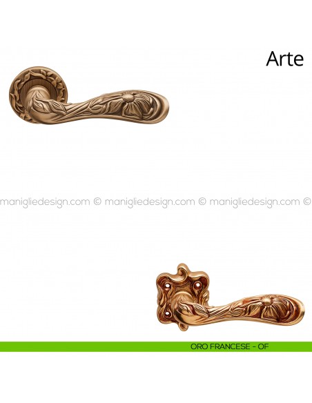 Maniglia per porta interna Arte Linea Calì rosetta tonda oro francese