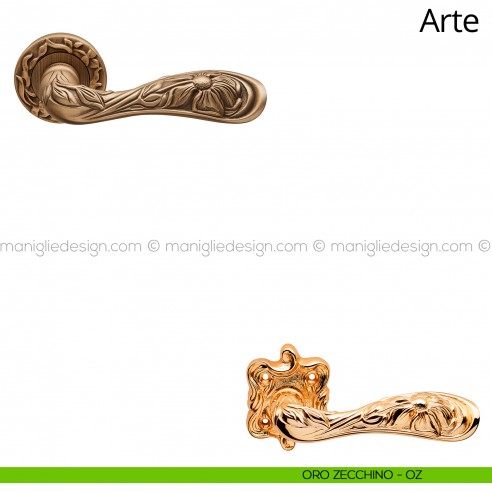 Maniglia per porta interna Arte Linea Calì rosetta tonda oro zecchino