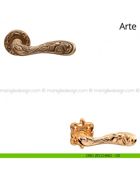 Maniglia per porta interna Arte Linea Calì rosetta tonda oro zecchino