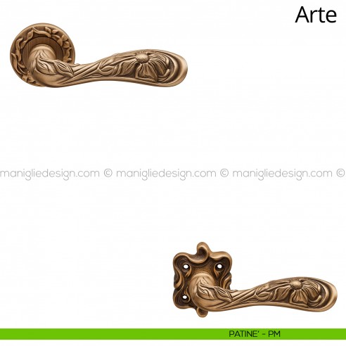 Maniglia per porta interna Arte Linea Calì rosetta tonda patinè