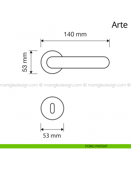 Maniglia per porta interna Arte Linea Calì rosetta tonda foro patent