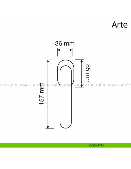 Maniglia per finestra martellina DK Arte Linea Calì disegno