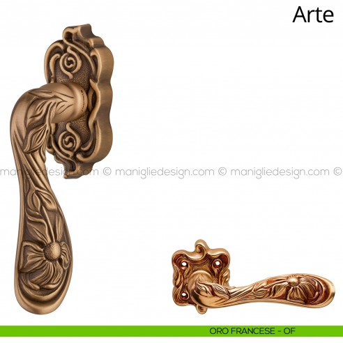 Maniglia per finestra martellina DK Arte Linea Calì oro francese