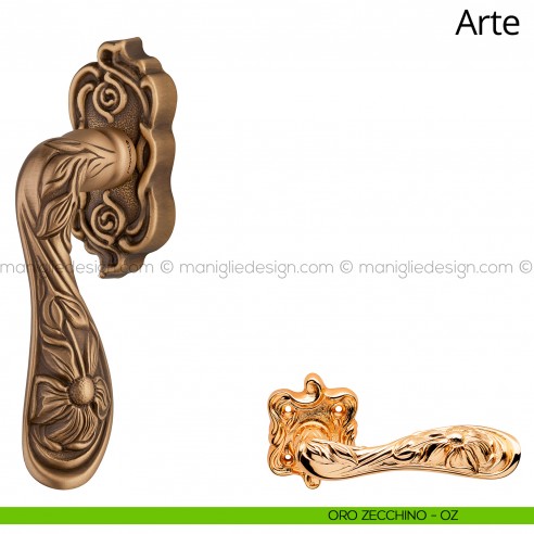 Maniglia per finestra martellina DK Arte Linea Calì oro zecchino