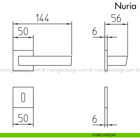Maniglia per porta Nuria Mandelli foro patent