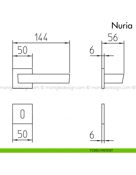 Maniglia per porta Nuria Mandelli foro patent