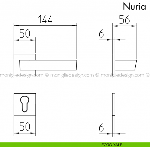 Maniglia per porta Nuria Mandelli foro yale