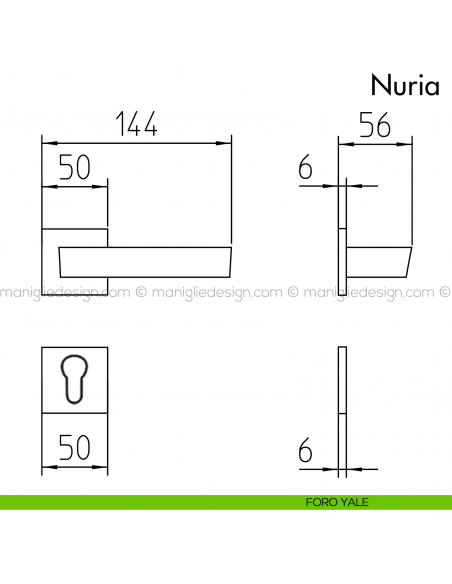 Maniglia per porta Nuria Mandelli foro yale