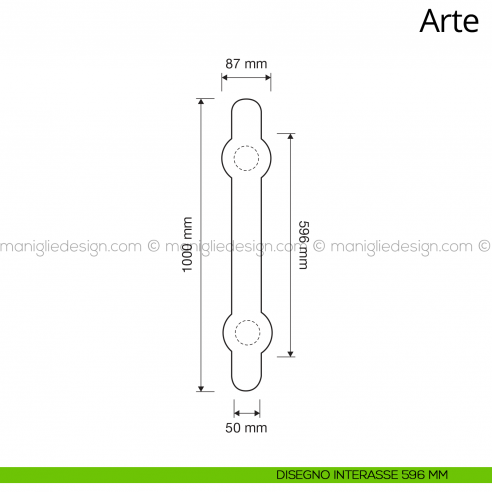 Maniglione per porta Arte Linea Calì interasse 596 mm