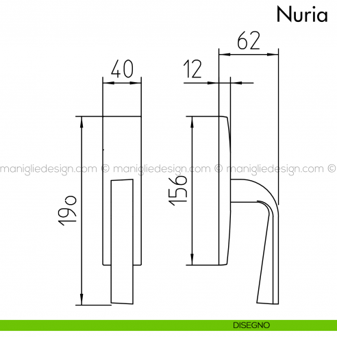 Maniglia per finestra cremonese Nuria Mandelli disegno