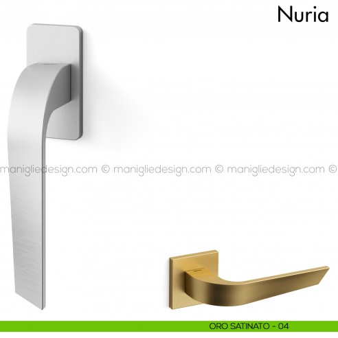 Maniglia per finestra martellina DK Nuria Mandelli oro satinato