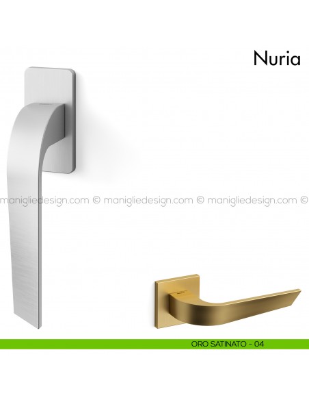 Maniglia per finestra martellina DK Nuria Mandelli oro satinato