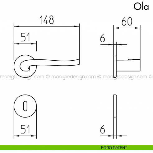 Maniglia per porta Ola Mandelli foro patent