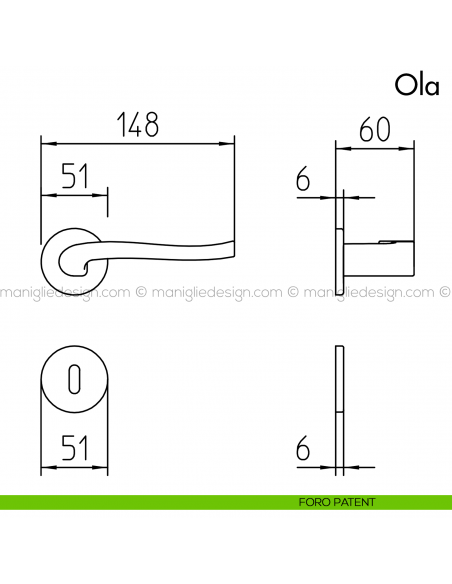 Maniglia per porta Ola Mandelli foro patent