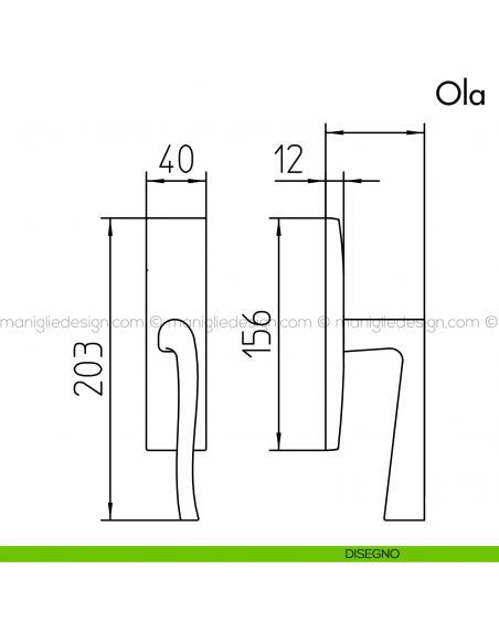 Maniglia per finestra cremonese Ola Mandelli disegno