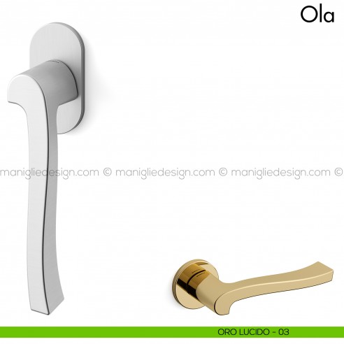 Maniglia per finestra martellina DK Ola Mandelli oro