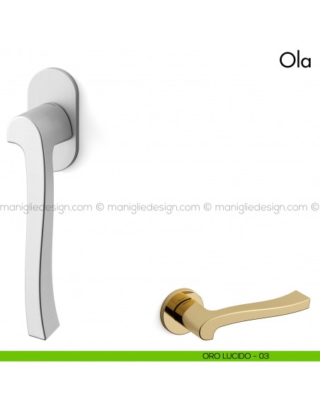Maniglia per finestra martellina DK Ola Mandelli oro