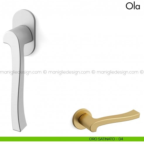 Maniglia per finestra martellina DK Ola Mandelli oro satinato
