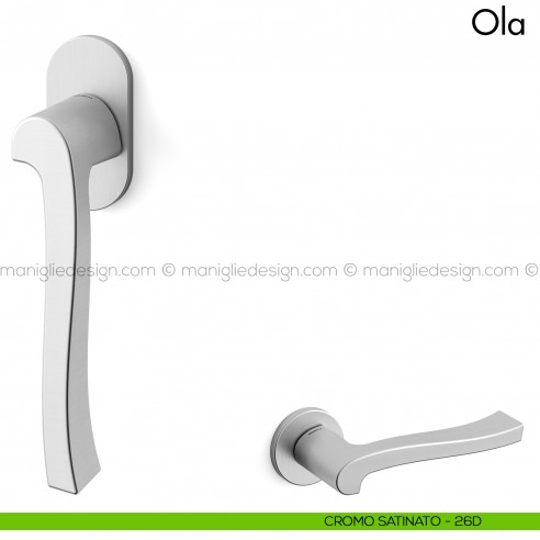 Maniglia per finestra martellina DK Ola Mandelli cromo satinato