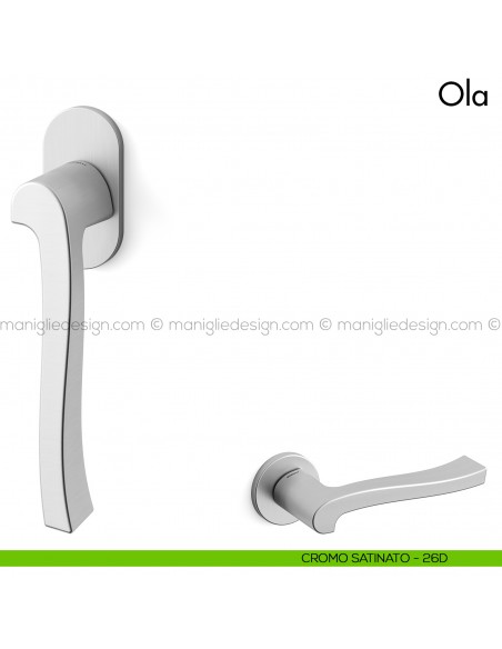 Maniglia per finestra martellina DK Ola Mandelli cromo satinato