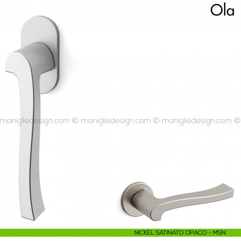Maniglia per finestra martellina DK Ola Mandelli nickel satinato opaco