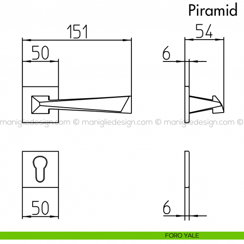 Maniglia per porta Piramid Mandelli foro yale