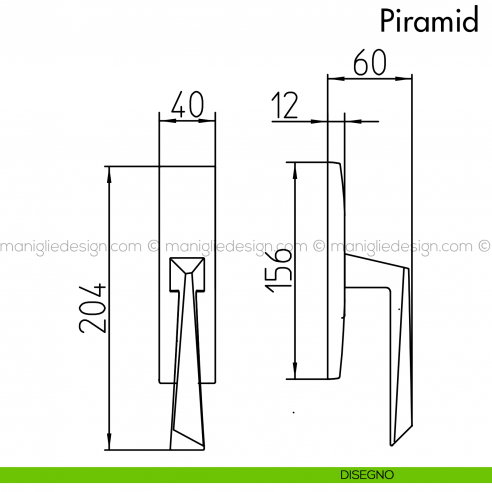 Maniglia per finestra cremonese Piramid Mandelli disegno